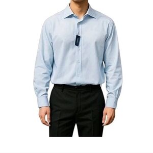 Vince Camuto Modern Fit Shirt Men 16 1/2 36-37 Spread Collar Long Sleeve Blue